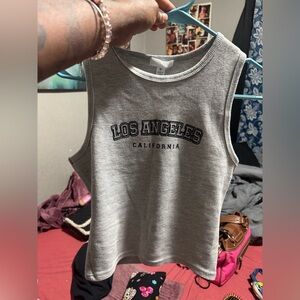 Gray Los Angeles California Crop Tank Top